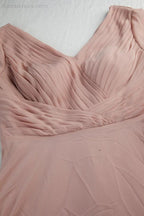 Women Chiffon V Neck Long Sleeves Knee Length Bridesmaid Prom Evening Dress Wedding Party Shopping SY28107