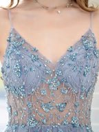 Boutique Evening Dresses Luxury Beaded Prom Dress Luxury Evening Party Dresses Spaghetti Strap Dressblee
