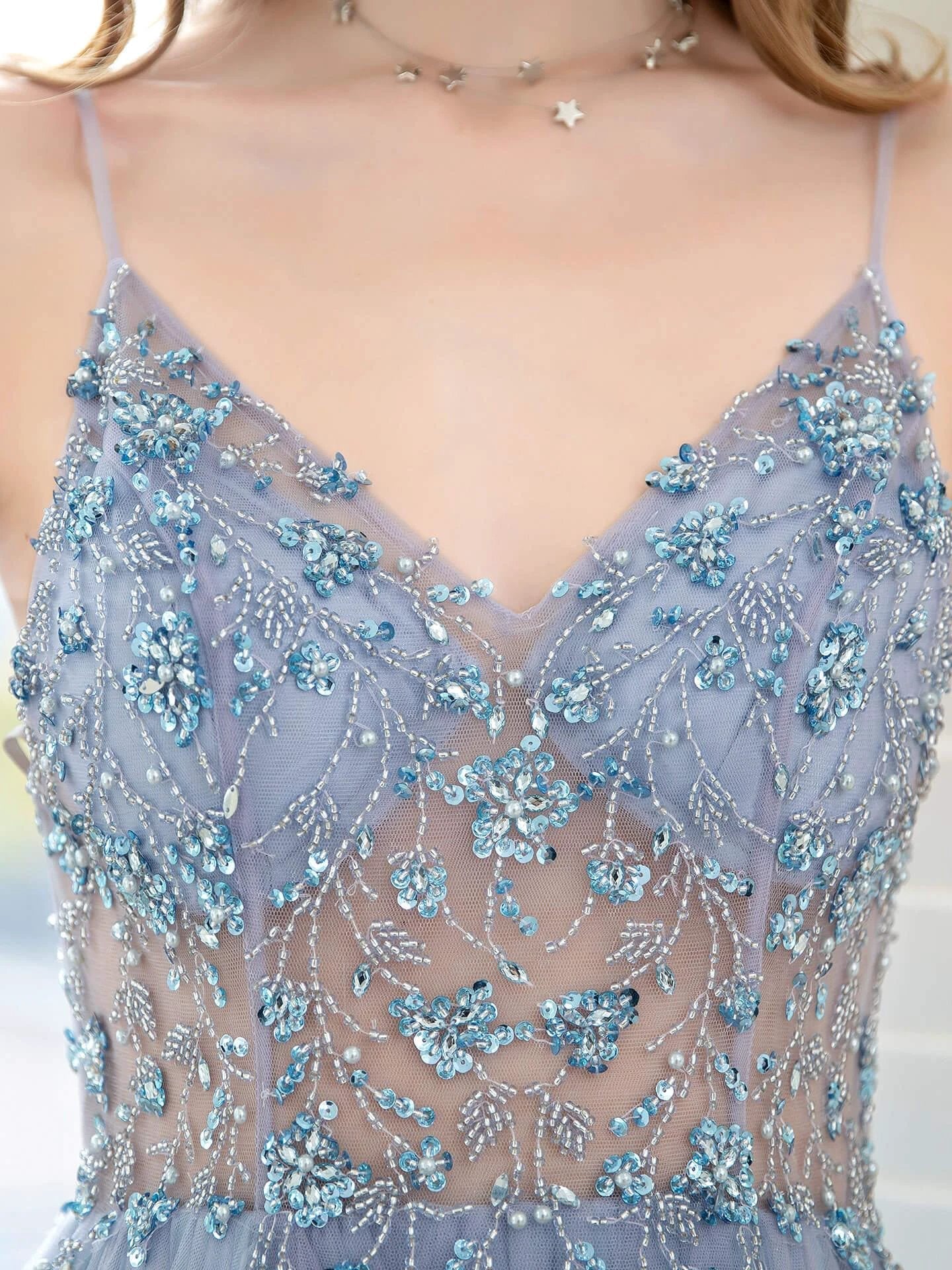 Boutique Evening Dresses Luxury Beaded Prom Dress Luxury Evening Party Dresses Spaghetti Strap Dressblee