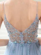 Boutique Evening Dresses Luxury Beaded Prom Dress Luxury Evening Party Dresses Spaghetti Strap Dressblee