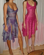 Vintage Halter A Line Slit Cocktail Dress Short Party Dress Y8491