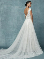 Wedding Dresses With Detachable Train Bride Pants Suit Lace Appliqued Sleeveless Women Brides Outfits Backless Custom