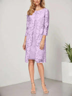 A-line Scoop Knee-Length Chiffon Lace Mother of the Bride Dress With Jacket