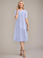 A-Line Scoop Knee-Length Mother of the Bride Dress With Applique & Sequins