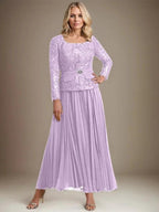 A-line Square Ankle-Length Chiffon Mother of the Bride Dress With Pleated
