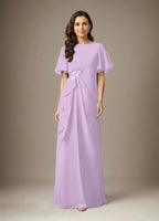 Dark Navy Sheath Beaded Chiffon Dress