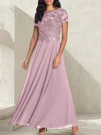 Charcoal Grey A-Line Scoop Long Mother of the Bride Dress With Beadings