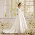Long Sleeves Satin Wedding Dresses For Women With Bow Bridal Gowns Sweetheart Vestido De Noiva Robe Floor Length Custom 2023