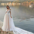 Luxury Off Shoulder Sleeveless Sexy Lace Mopping Beautiful Wedding Dresses Boho Backless Charming Simple Bridal Gowns New 2023