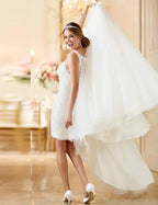 MANRAY Beach Wedding Dress With Detachable Skirt See Through Back Bridal Gowns Lace Appliques Sleeveless Vestidos De Mariee