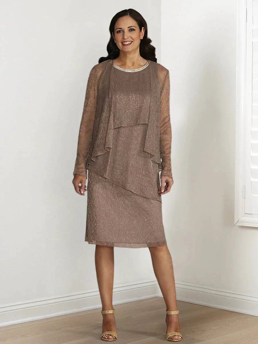 Sheath/Column Mother of the Bride Dresses with Sequins & Jacket