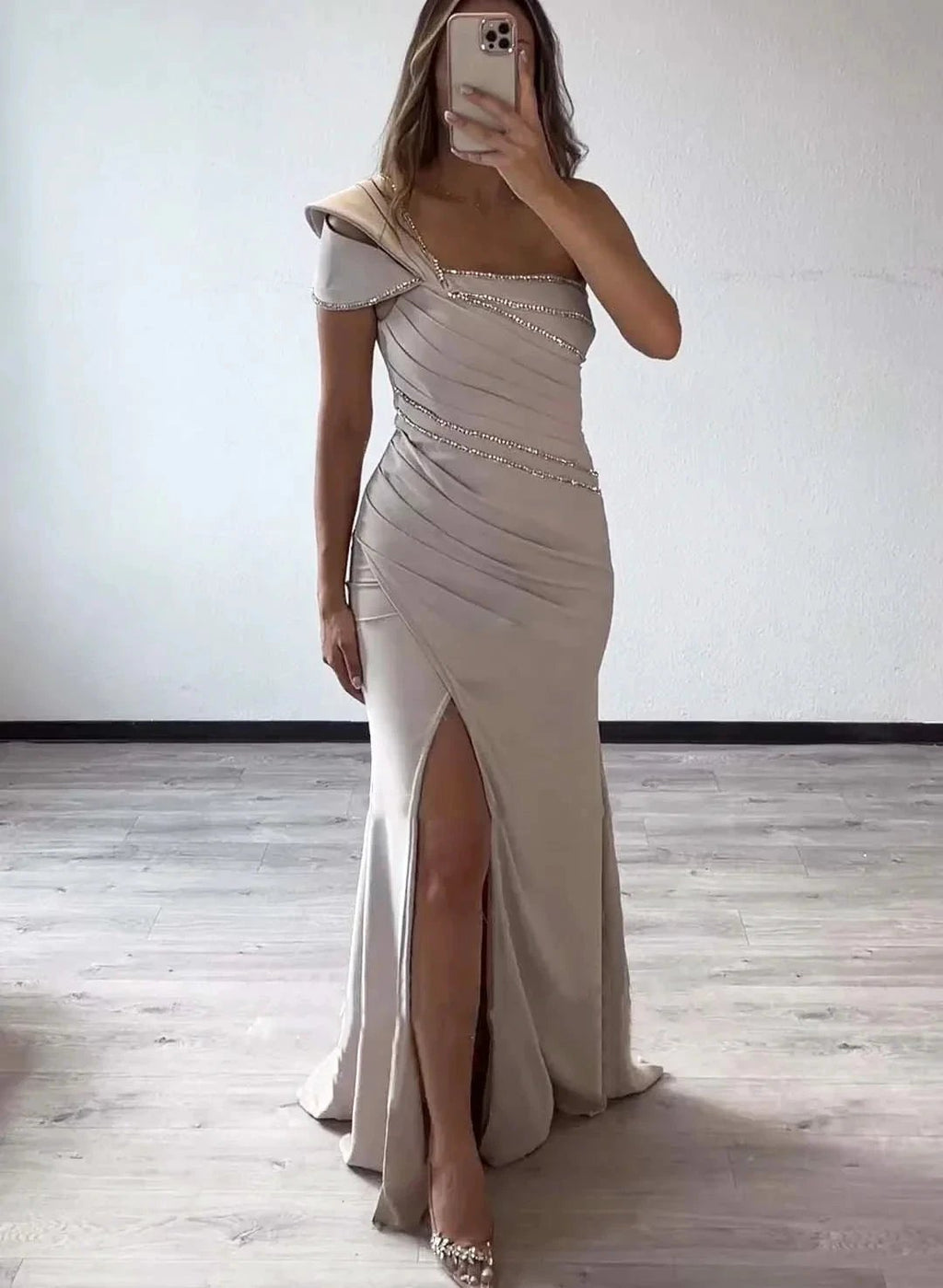 Mermaid/Trumpet One-Shoulder Sleeveless Floor-Length Mother of the Bride Dresses