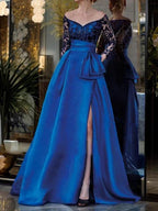 A Line/Princess Off-the-Shoulder 3/4 Sleeves Floor-Length Mother of the Bride Dresses