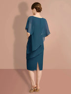 Sheath/Column Knee-Length Short Sleeves Mother of the Bride Dresses