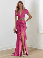 Mermaid/Trumpet Floor-Length V Neck Mother of the Bride Dresses with Ruffles