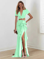 Mermaid/Trumpet Floor-Length V Neck Mother of the Bride Dresses with Ruffles