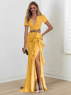 Mermaid/Trumpet Floor-Length V Neck Mother of the Bride Dresses with Ruffles
