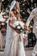 Sweetheart Neck Lace Beach Ivory Rustic Boho Wedding Dresses MW267
