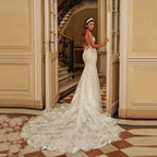 Mermaid Wedding Dresses 2023 Women's Sexy V-neck Lace Applique Spaghetti Shoulder Strap Vestido De Novia Bridal Gowns Backless