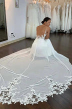 Mermaid/Trumpet Straps Appliques Bohemian Plus Size Wedding Dress WD663