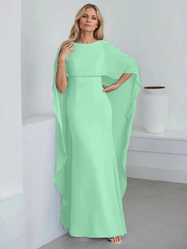 Sheath Scoop Floor-Length Chiffon Mother of the Bride Dress With Cascading Ruffles
