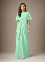 Dark Navy Sheath Beaded Chiffon Dress