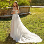 Modern Spaghetti Straps Wedding Dress A-Line New 2023 Civil Bride Bride A-Line Tulle Sweep Train Vestidos De Novia