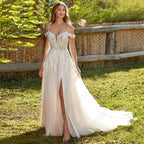 Modern Spaghetti Straps Wedding Dress A-Line New 2023 Civil Bride Bride A-Line Tulle Sweep Train Vestidos De Novia