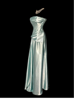 Elegant Sage Green Strapless Satin Long Prom Dress Evening Dress Y8561