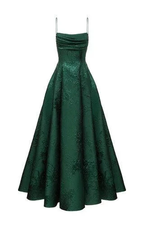 Emerald Green A-line Spaghetti Straps Prom Dress,Chic Evening Dress Y1799