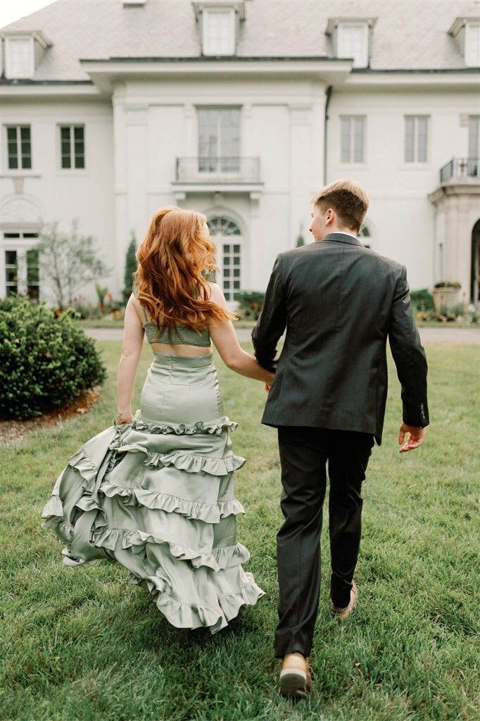Melssa | Knotted Sage Ruffles Mermaid Tiedred Maxi Dress