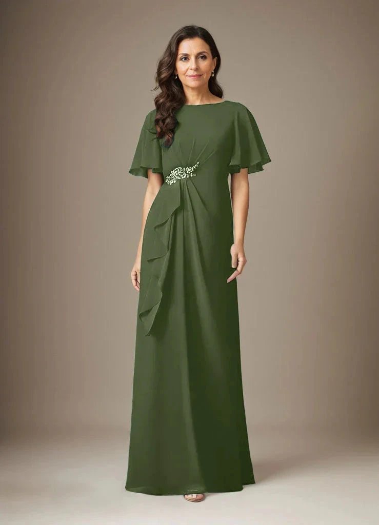 Dark Navy Sheath Beaded Chiffon Dress