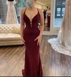 Fashion Burgundy Mermaid Evening Dress Burgundy Formal Gown Y6429