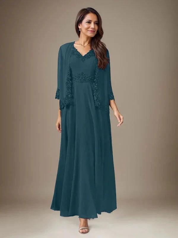 Plum A-Line Sequins Chiffon Dress