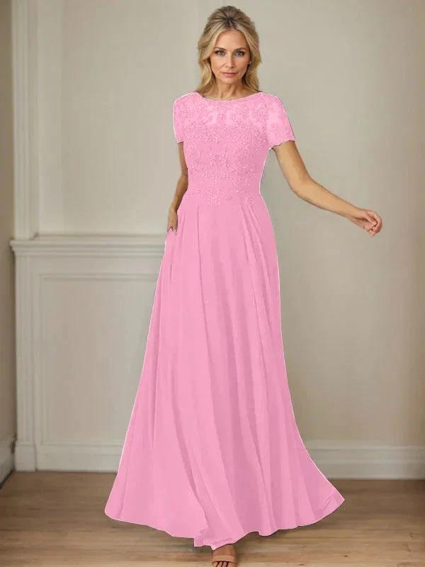 Dark Navy A-Line Boatneck Sequins Chiffon Dress