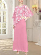 Long Glitter Mesh Dress with Novelty Asymmetric Overlay Bodice