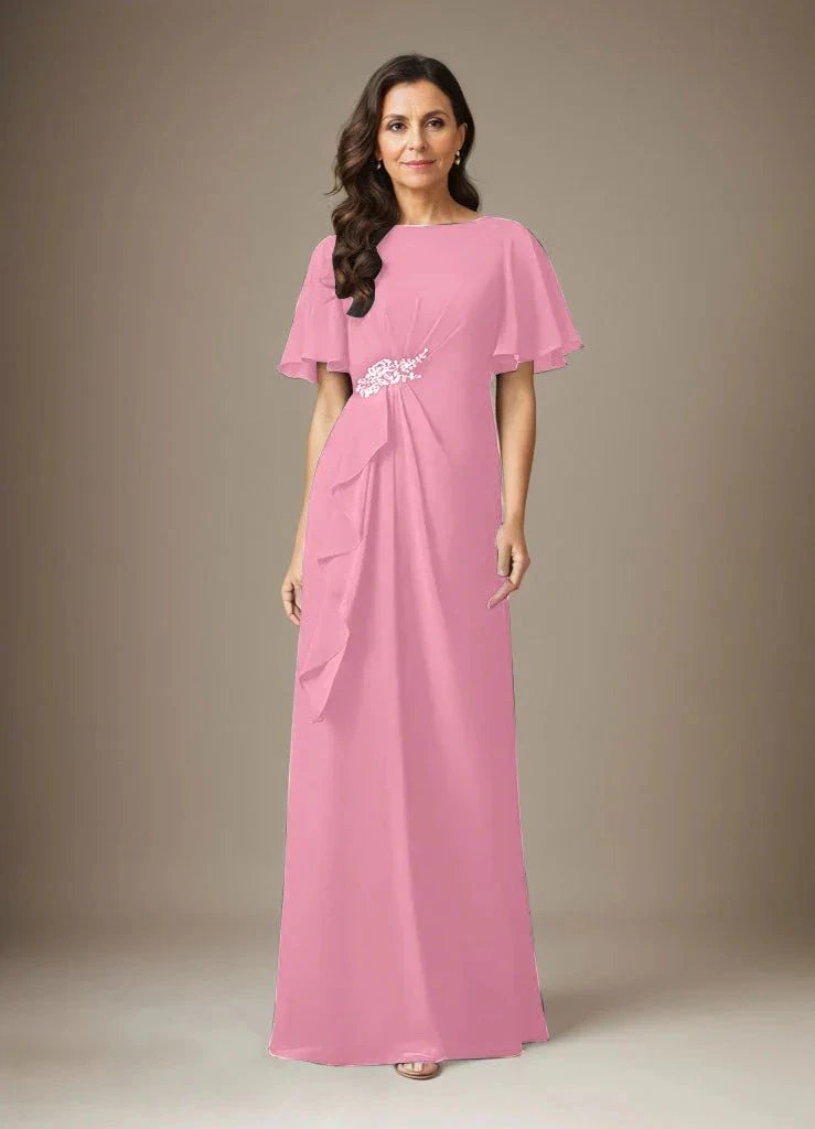 Dark Navy Sheath Beaded Chiffon Dress