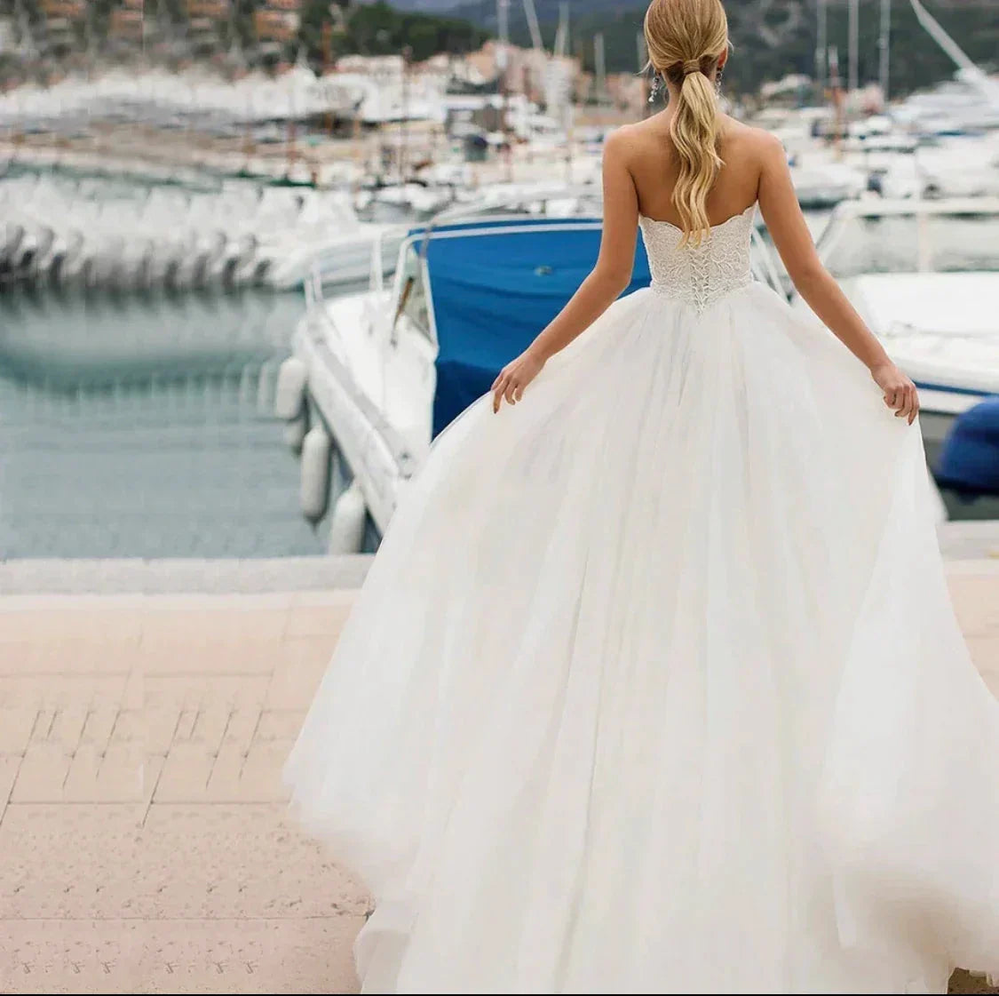 Princess Wedding Dress 2021 A-Line Sweetheart Sleeveless Backless Embroidery Chiffon Sweep Train Bridal Gown Vestidos De Noiva