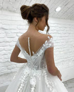Princess Wedding Dresses Off Shoulder 3D Lace Applique Ladies Sleeveless Boho Bridal Gowns Vestido De Novia Custom 2023
