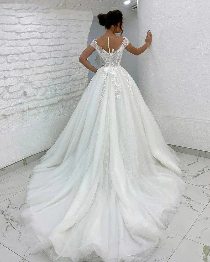 Princess Wedding Dresses Off Shoulder 3D Lace Applique Ladies Sleeveless Boho Bridal Gowns Vestido De Novia Custom 2023