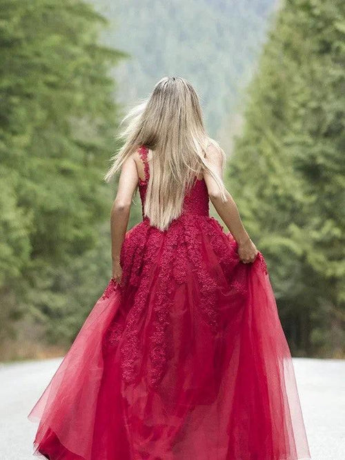Applique Tulle Floor Length Dresses SYP131