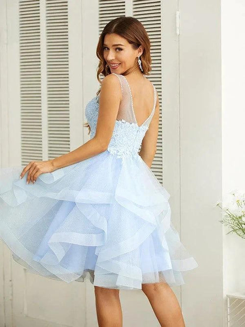 Applique V-neck Knee-Length Dresses SYH58