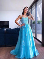 Spaghetti Straps Tulle Sweep Train Dresses SYP125