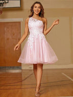 Tulle Homecoming Dresses One Shoulder Short Prom Dress SYH48