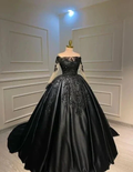 Black Long Sleeves Ball Gown Sweet 16 Dress Y5756