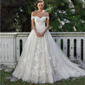 RODDRSYA Elegant A-line Lace Wedding Dresses For Women Appliques Off-Shoulder Bridal Gown Backless Sweep Train Vestidos De Noiva