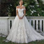 RODDRSYA Elegant A-line Lace Wedding Dresses For Women Appliques Off-Shoulder Bridal Gown Backless Sweep Train Vestidos De Noiva