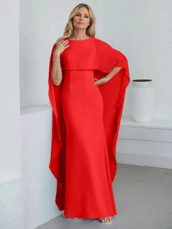 Sheath Scoop Floor-Length Chiffon Mother of the Bride Dress With Cascading Ruffles