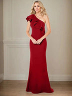 A-line One Shoulder Floor-Length Chiffon Mother of the Bride Dress With Ruffles