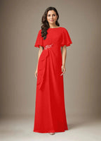 Dark Navy Sheath Beaded Chiffon Dress